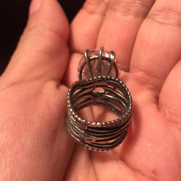 Size 6 sterling made in Israel huge CZ statement cocktail ring beautiful - Picture 9 of 9